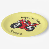 Cartoon motorfiets voor cute red sport papieren bordje (Gekanteld)