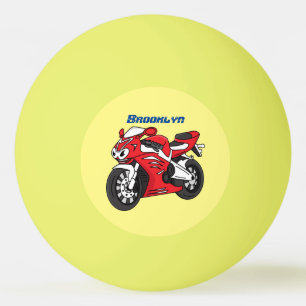 Cartoon motorfiets voor cute red sport pingpongbal