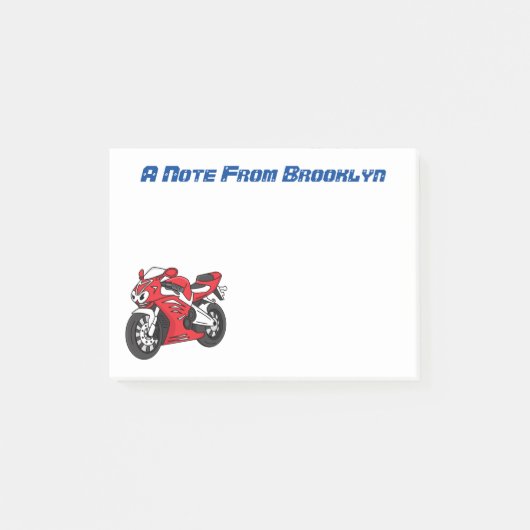 Cartoon motorfiets voor cute red sport post-it® notes (Voorkant)