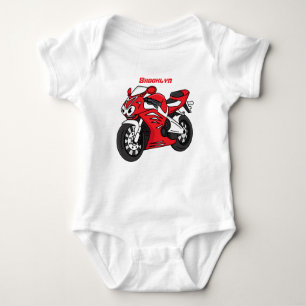 Cartoon motorfiets voor cute red sport romper
