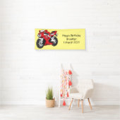 Cartoon motorfiets voor cute red sport spandoek (Insitu)