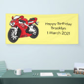 Cartoon motorfiets voor cute red sport spandoek (Beurs)