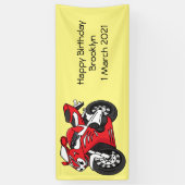 Cartoon motorfiets voor cute red sport spandoek (Verticaal)