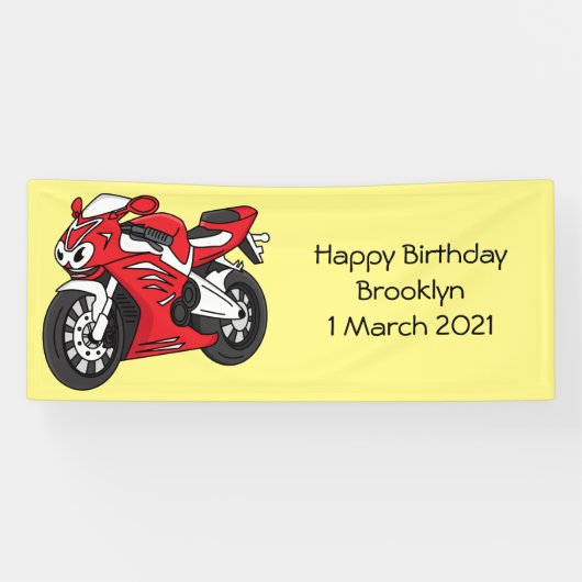 Cartoon motorfiets voor cute red sport spandoek (Horizontaal)