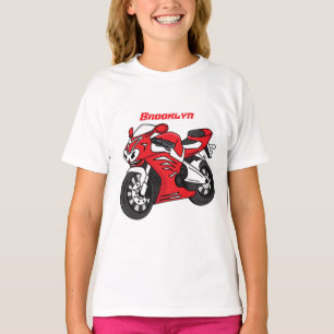 Cartoon motorfiets voor cute red sport t-shirt