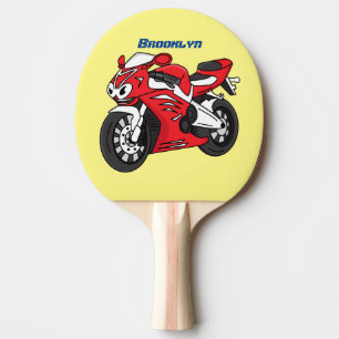 Cartoon motorfiets voor cute red sport tafeltennisbatje