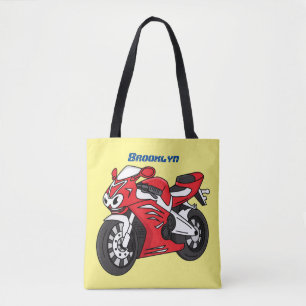 Cartoon motorfiets voor cute red sport tote bag