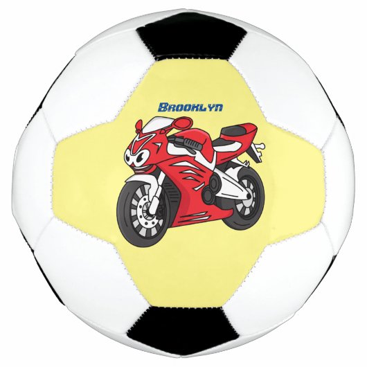 Cartoon motorfiets voor cute red sport voetbal (Voorkant)