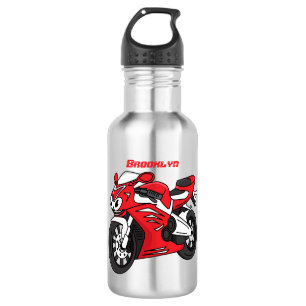 Cartoon motorfiets voor cute red sport waterfles