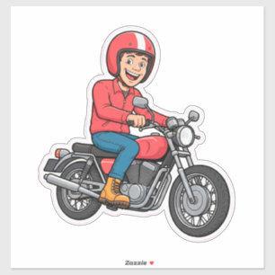 Cartoon motorrijder op een motorfiets sticker