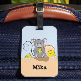 Cartoon Mouse die Bagagelabel van kaas met naam ee