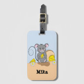 Cartoon Mouse die Bagagelabel van kaas met naam ee (Voorkant (verticaal))