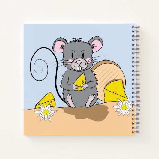 Cartoon Mouse Kind Handschrift -Art Notitieboek (Achterkant)