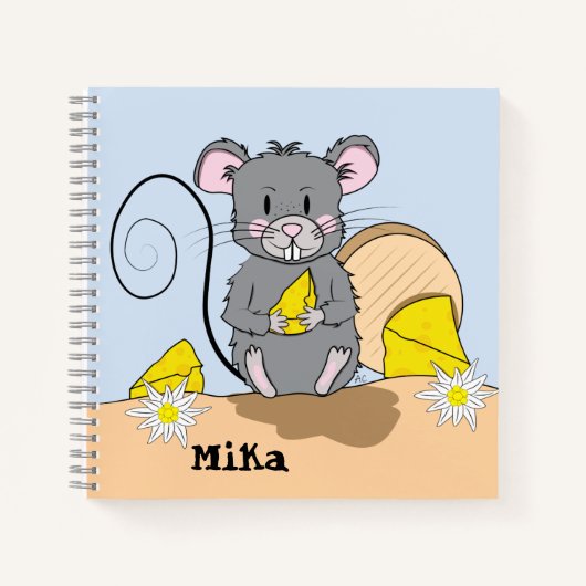Cartoon Mouse Kind Handschrift -Art Notitieboek (Voorkant)