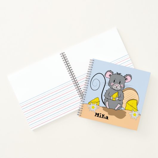 Cartoon Mouse Kind Handschrift -Art Notitieboek (Binnen)