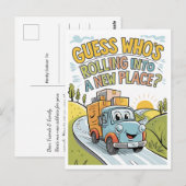 Cartoon Moving Truck Moving Announcement Briefkaar Briefkaart (Voorkant / Achterkant)