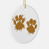 Cartoon Muddy Dog Paw Print Keramisch Ornament (Rechts)
