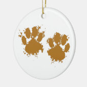 Cartoon Muddy Dog Paw Print Keramisch Ornament (Links)