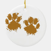 Cartoon Muddy Dog Paw Print Keramisch Ornament (Achterkant)