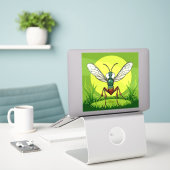 Cartoon Mug Sticker (Laptop op bureau)