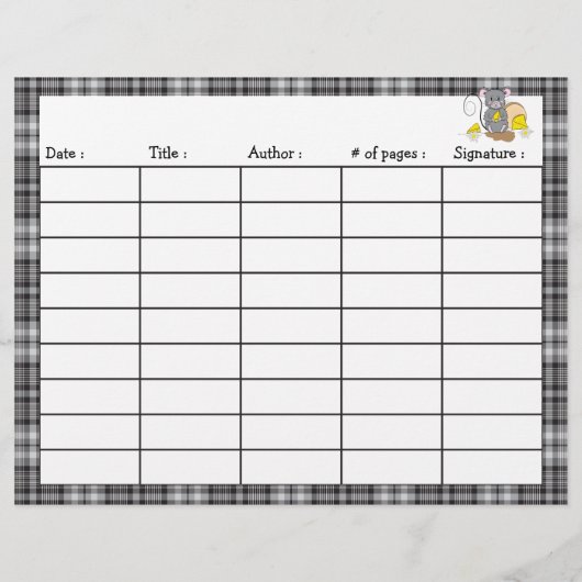 Cartoon muis dubbelzijdig leeslogblad (Achterkant)