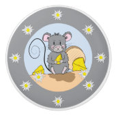 Cartoon muis keramische knop met edelweiss-lijst (Voorkant)