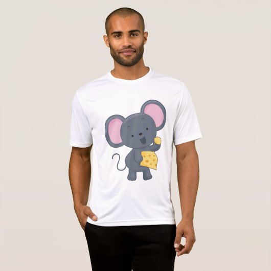 Cartoon Muis met Kaas Schattig Dier T-shirt (Voorkant volledig)