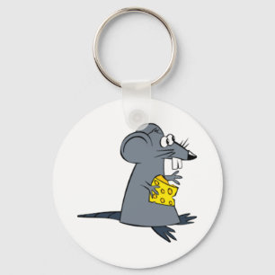 Cartoon Muis met kaas Sleutelhanger