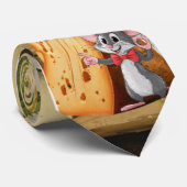 Cartoon Muis verliefd op kazen op een Stropdas (Opgerold)