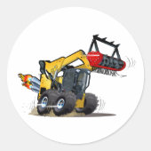 Cartoon mulcher ronde sticker (Voorkant)