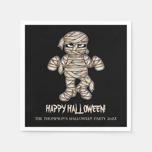 Cartoon Mumie Personaliseerbare Halloween Evenemen Servet (Voorkant)