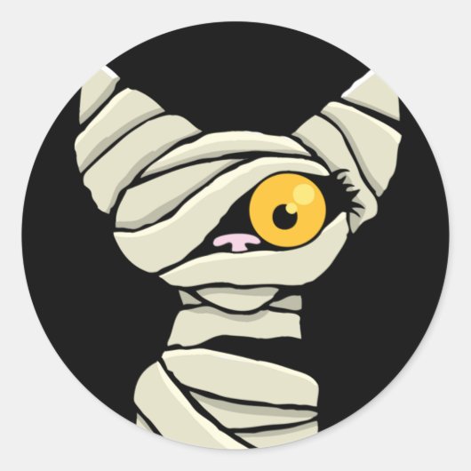 Cartoon Mummy Cat Halloween Novelty Ronde Sticker (Voorkant)