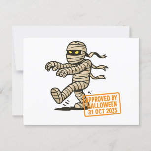 Cartoon Mummy - Goedgekeurd door Halloween Briefkaart