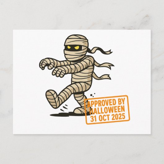 Cartoon Mummy - Goedgekeurd door Halloween Briefkaart (Voorkant)