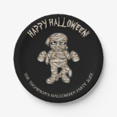 Cartoon Mummy Halloween Event Text Papieren Bordje (Voorkant)