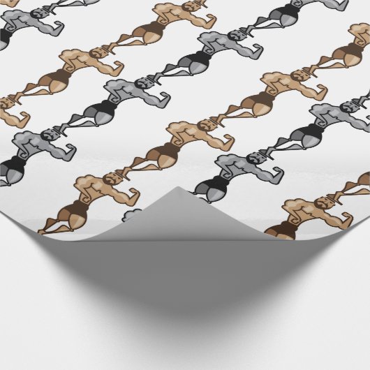 Cartoon Muscleman Cadeaupapier (Hoek)