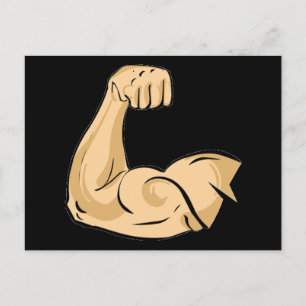 CARTOON MUSCLES MAN sterke arm biceps atletische p Briefkaart