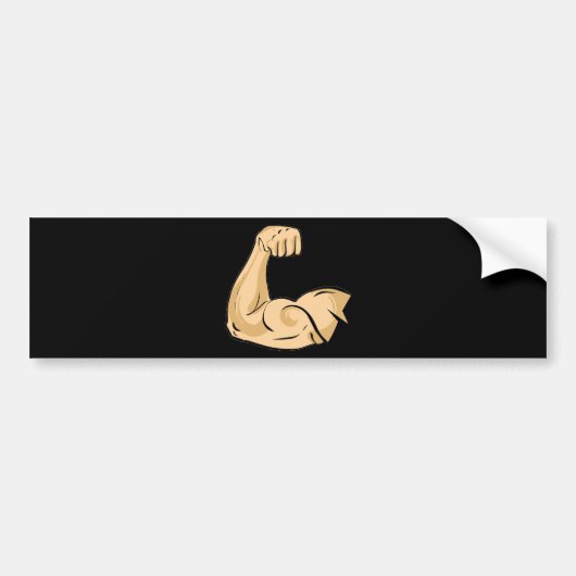 CARTOON MUSCLES MAN sterke arm biceps atletische p Bumpersticker (Voorkant)