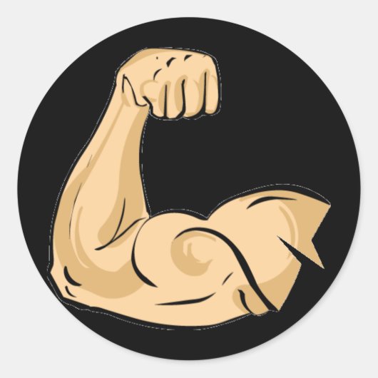 CARTOON MUSCLES MAN sterke arm biceps atletische p Ronde Sticker (Voorkant)