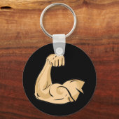 CARTOON MUSCLES MAN sterke arm biceps atletische p Sleutelhanger (Voorkant)