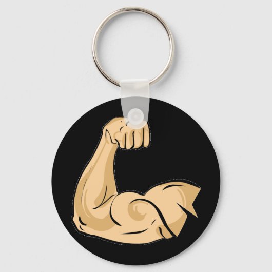 CARTOON MUSCLES MAN sterke arm biceps atletische p Sleutelhanger (Voorkant)