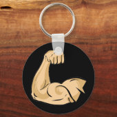 CARTOON MUSCLES MAN sterke arm biceps atletische p Sleutelhanger (Voorkant)