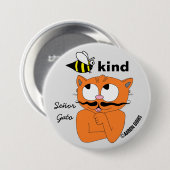 Cartoon Mustache Cat Button (Voorkant /achterkant)