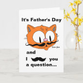 Cartoon Mustache Cat Funny Vaderdag Kaart (Gele Bloem)