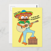 Cartoon Mustache Cat Humoureuze Cinco De Mayo Briefkaart (Voorkant / Achterkant)