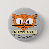 Cartoon Mustache Cat Ronde Button 5,7 Cm (Voorkant)