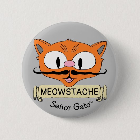Cartoon Mustache Cat Ronde Button 5,7 Cm (Voorkant)