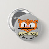 Cartoon Mustache Cat Ronde Button 5,7 Cm (Voorkant /achterkant)