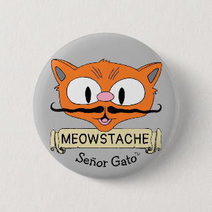 Cartoon Mustache Cat Ronde Button 5,7 Cm
