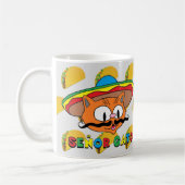 Cartoon Mustache Cat Senor Gato met Tacos Koffiemok (Links)